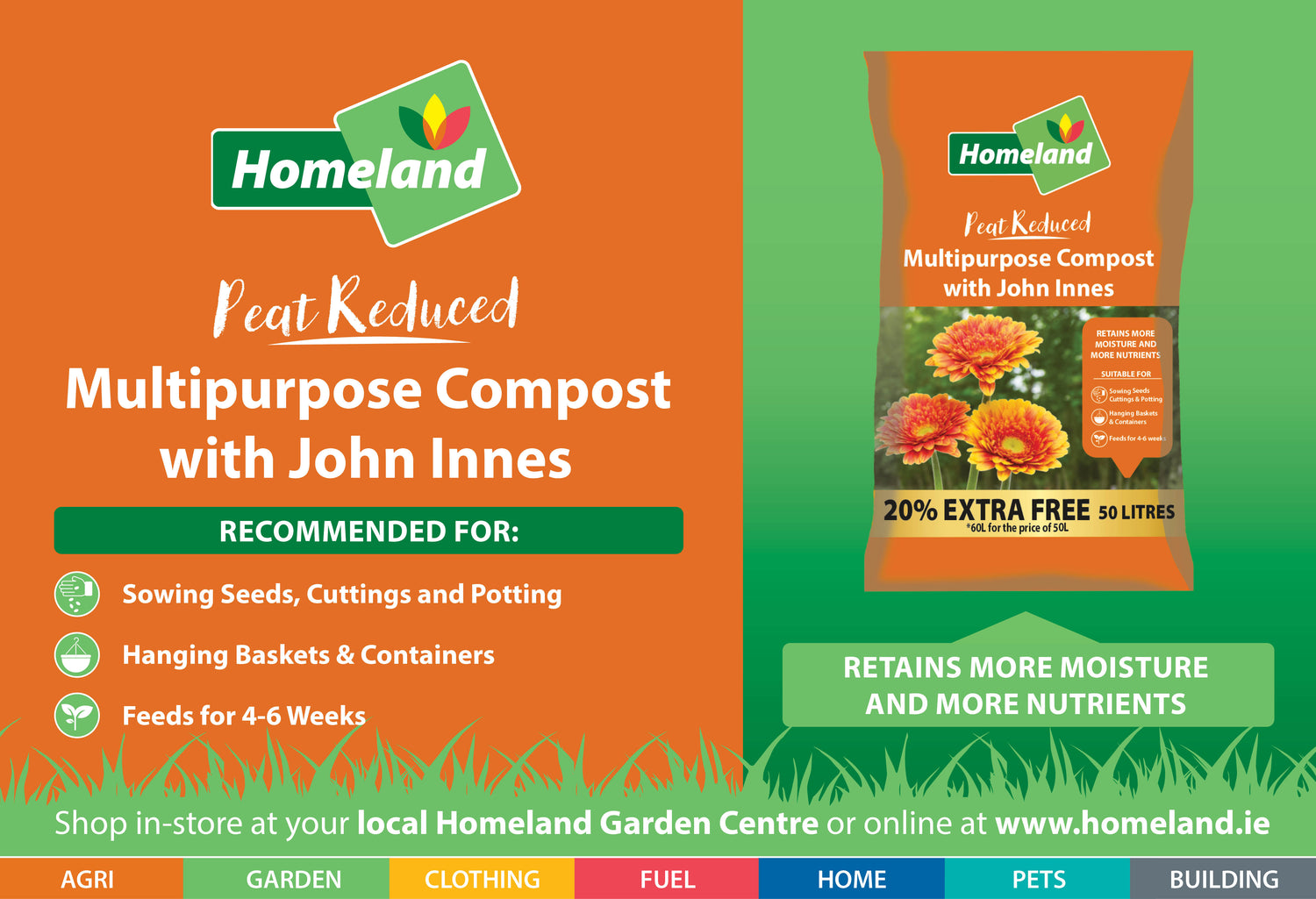 NEW PRODUCT - Homeland Peat Reduced Multipurpose Compost with John Innes