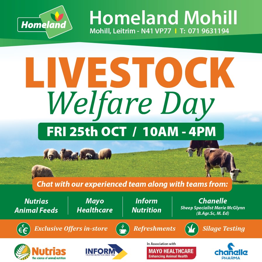 Upcoming Event: Livestock Welfare Day - Homeland Mohill - Friday 25th October