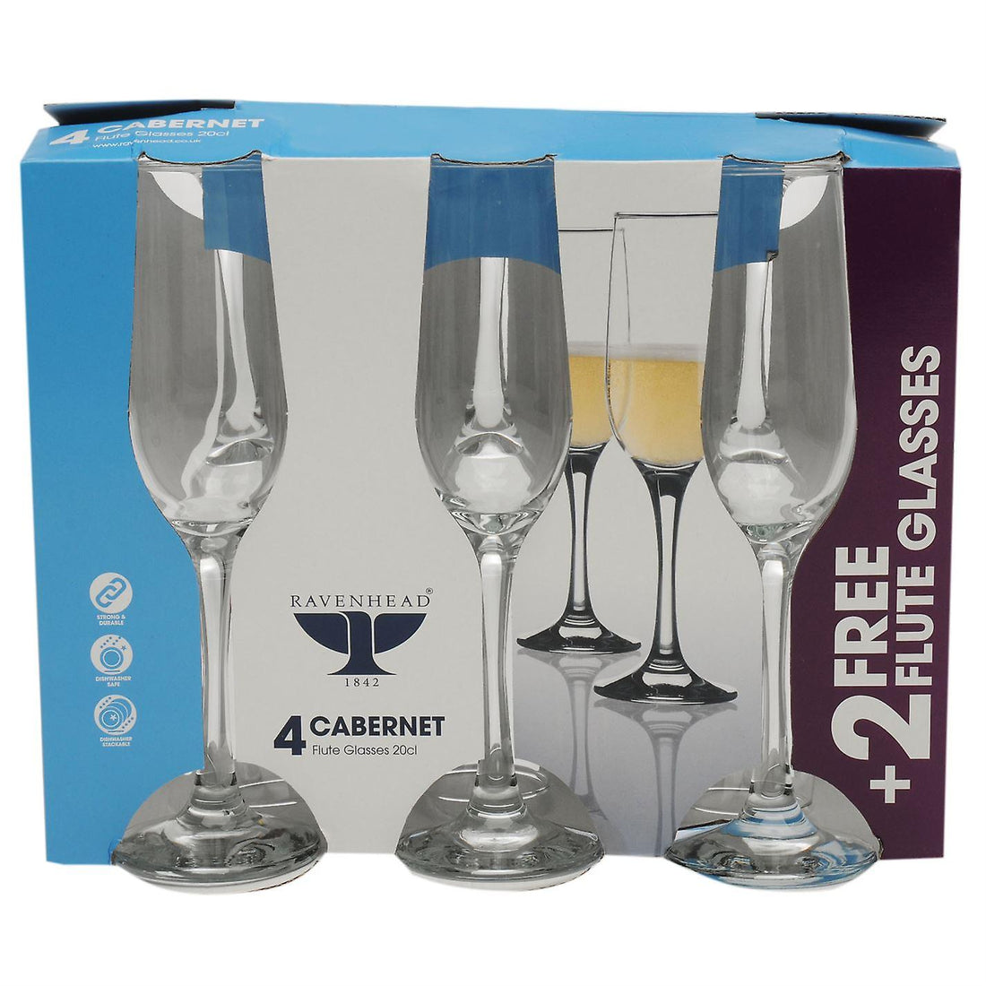 Ravenhead Cabernet Set Of 4 Flute Glasses 20cl