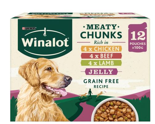 Winalot Wet Dog Food Pouches Meaty Chunks In Jelly 12x100g