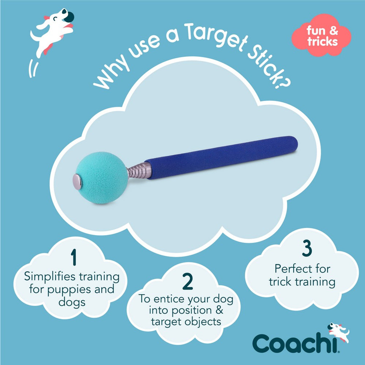 Coachi Target Stick for Dog Training - Navy &amp; Light Blue