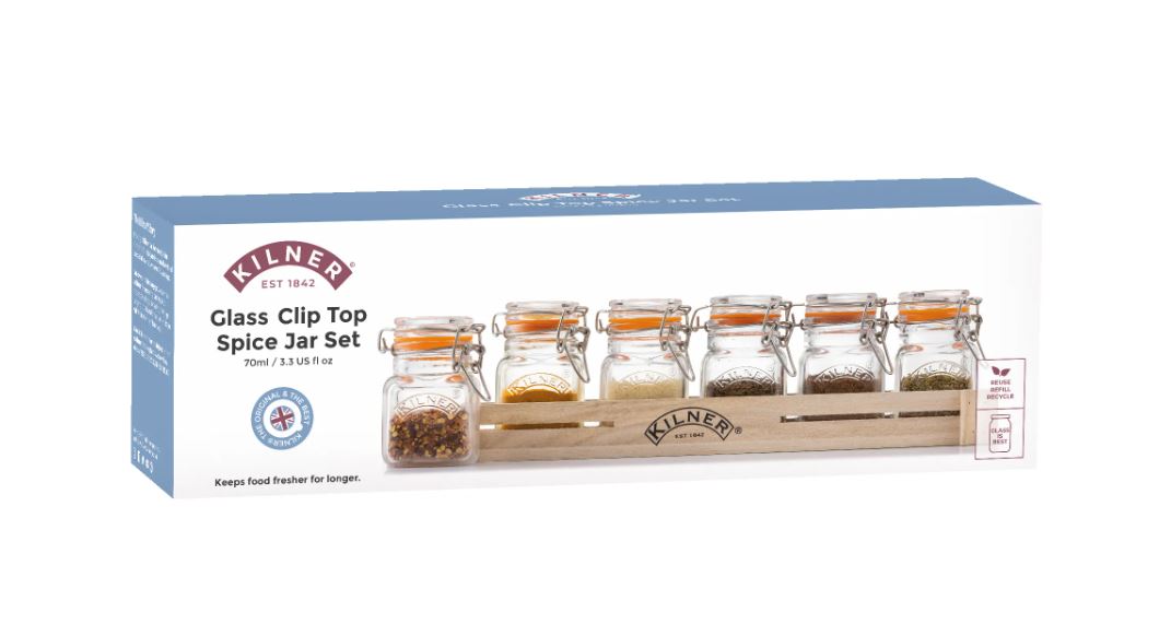 Kilner Glass Clip Top Spice Jar Set