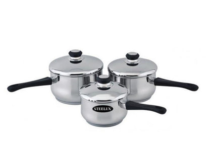 3pce Steelex Saucepan Set 16/18/20cm