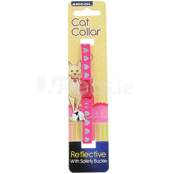 Reflective Pink Heart Cat Collar 20-30cm