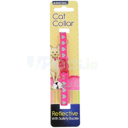 Reflective Pink Heart Cat Collar 20-30cm