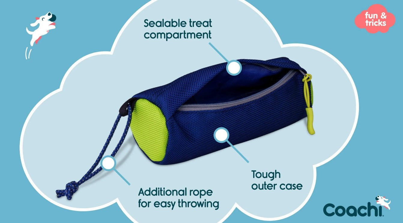 Coachi Fetch &amp; Reward Dog Toy -  Navy &amp; Lime