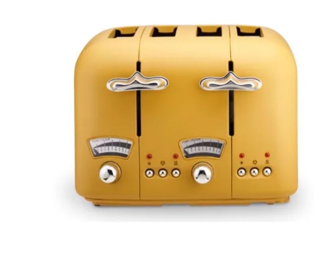 Delonghi Silva 4 Slice Metal Toaster - Yellow