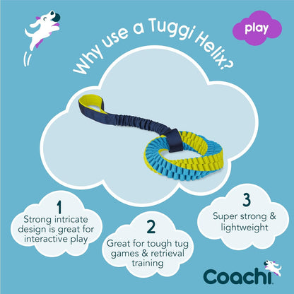 Coachi Tuggi Helix Dog Toy - Navy, Lime &amp; Blue