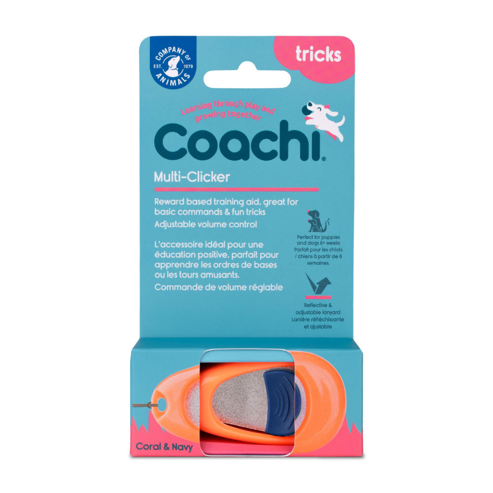 Coachi Multi-clicker Dog Trainer Coral - Navy Button