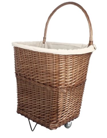 De Vielle Large Natural Wicker Firelog Cart - Wicker