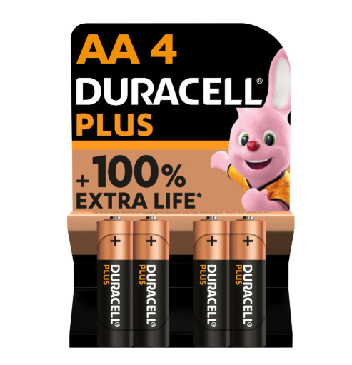 Duracell Plus + 100% Extra Life AA 4 Pack