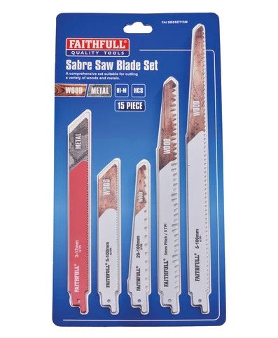 Faithfull 15 Piece Sabre Saw Blade Set