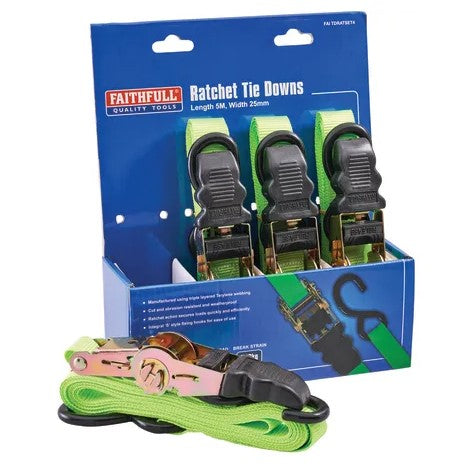 Faithfull 4 Piece Ratchet Tie Down Set