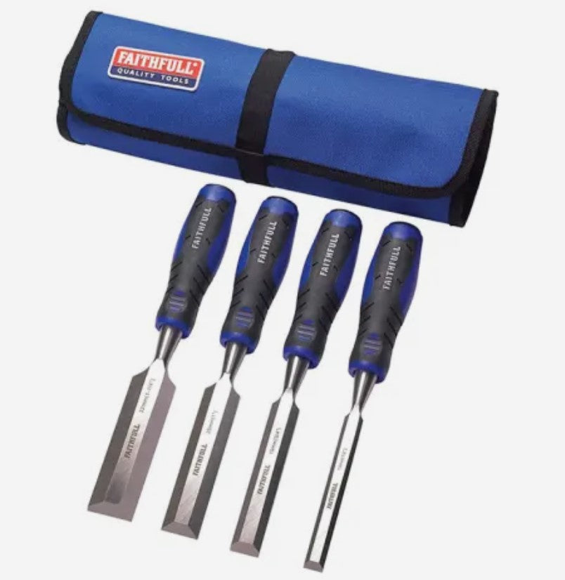 Faithfull 4 Piece Soft Grip Chisel Set in Roll