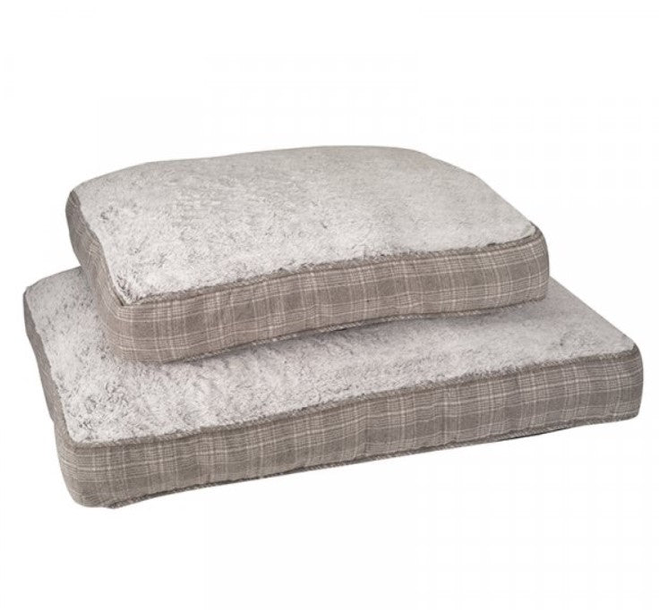 Grey Plaid Gusset Pet Mattress