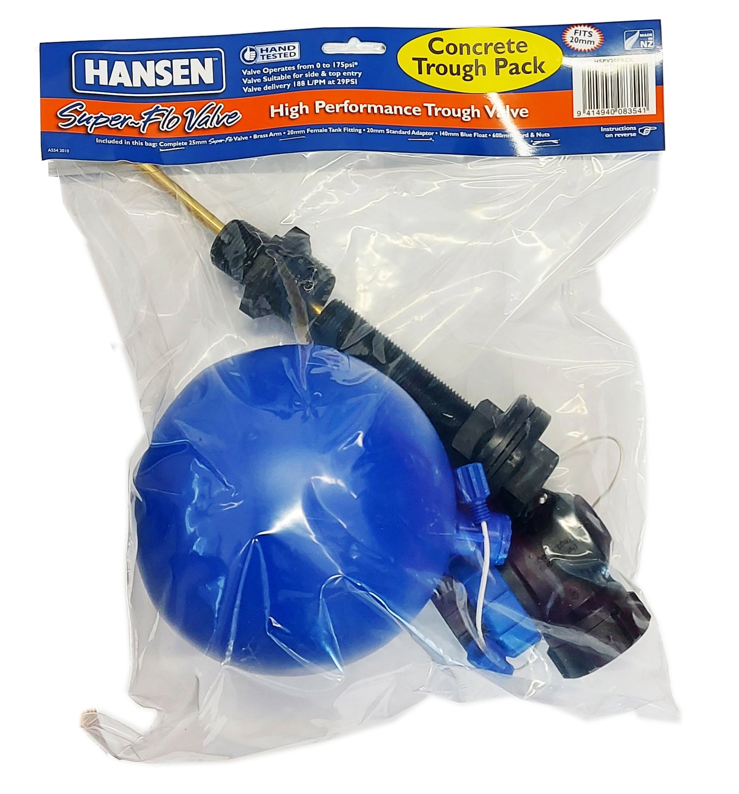 Hansen 5mm Superflo 20mm Tank Connector Float/Cord