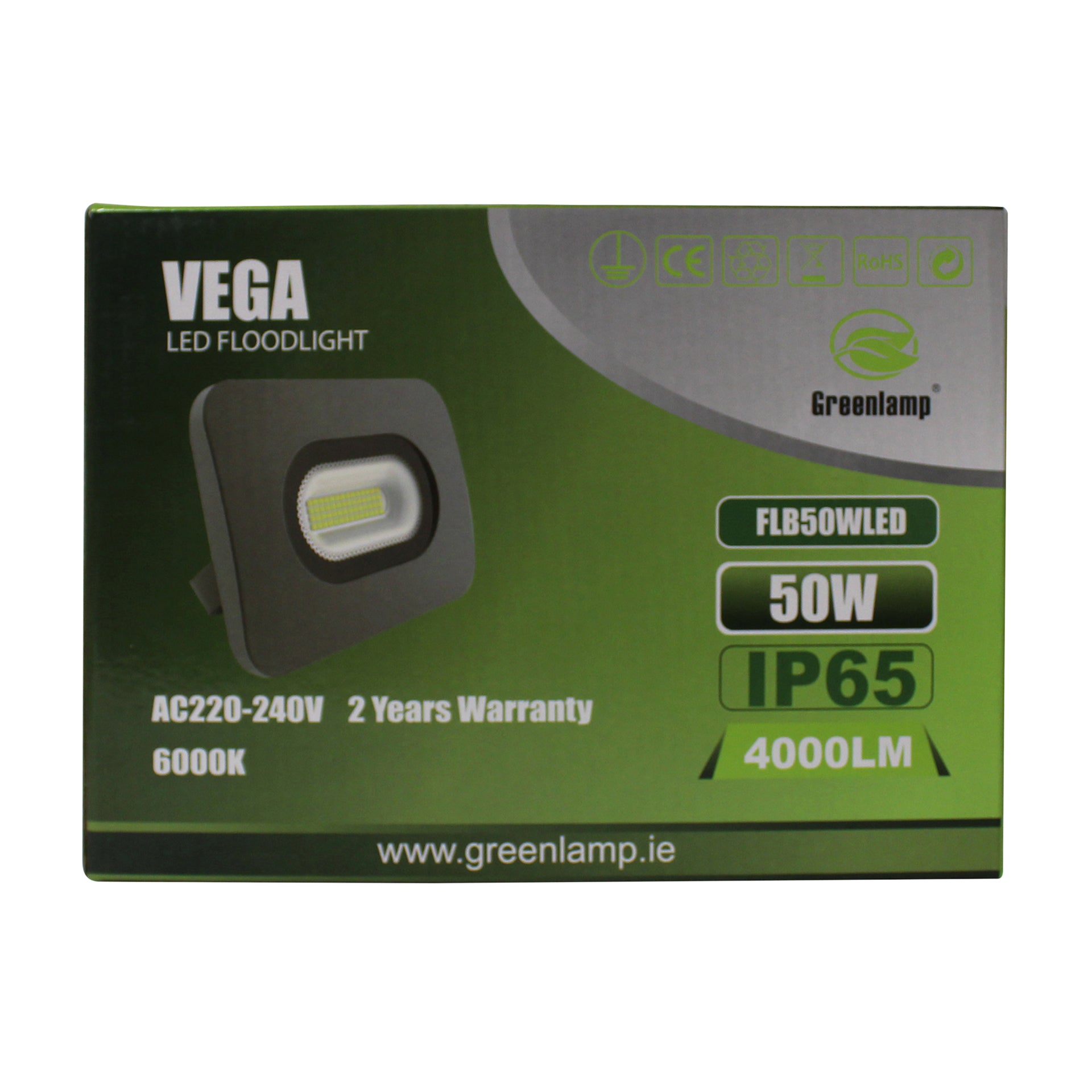 Greenlamp 50w Led Black Slim Floodlight 4000k