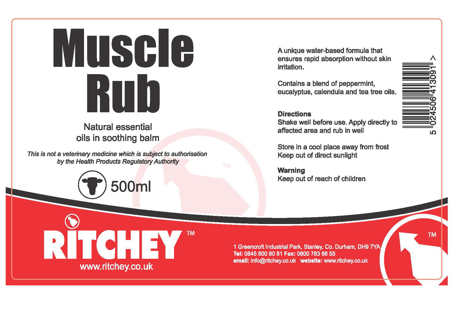 Ritchey Muscle Rub 500ml Tube