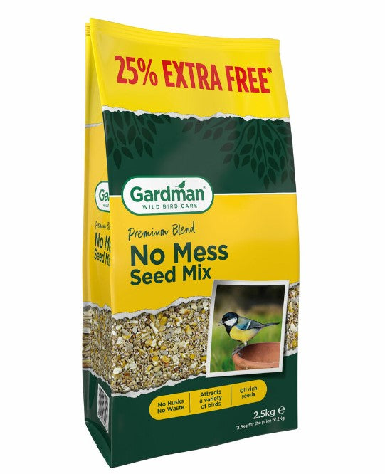 Gardman No Mess Bird Seed Mix 2kg + 25% Extra Free