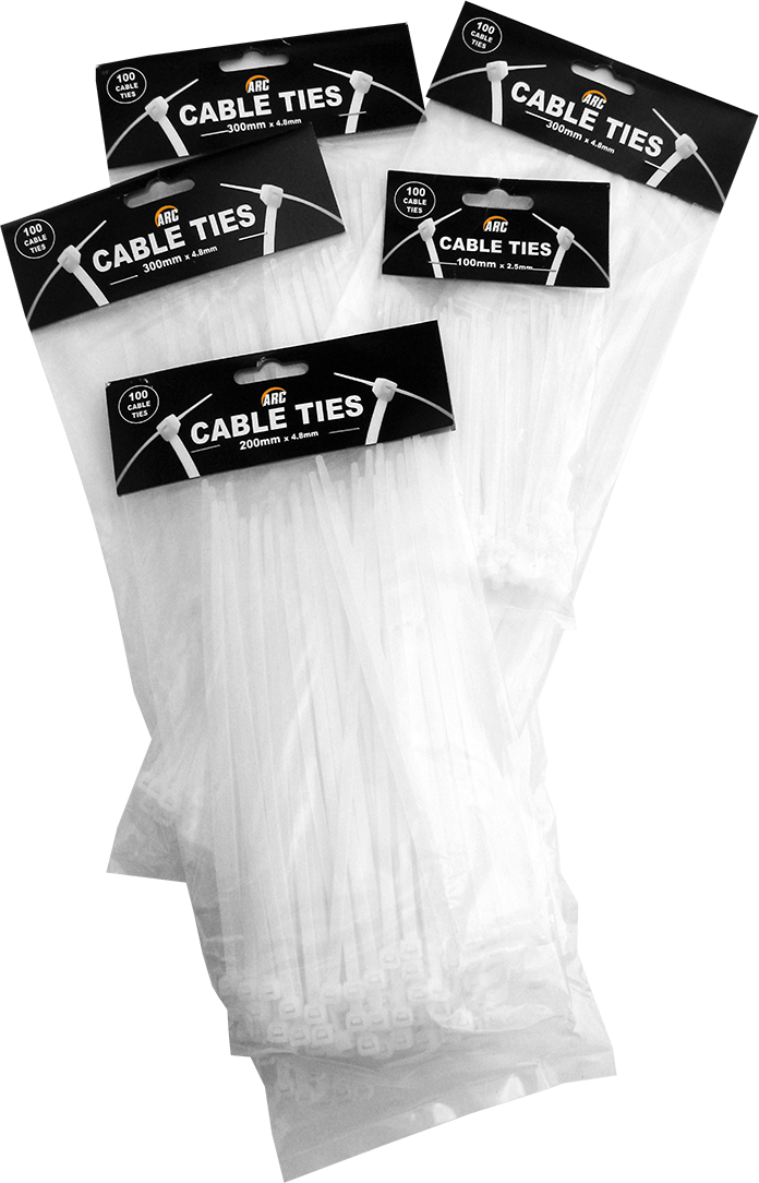 Arc Cable Ties Clear (100 Pack)