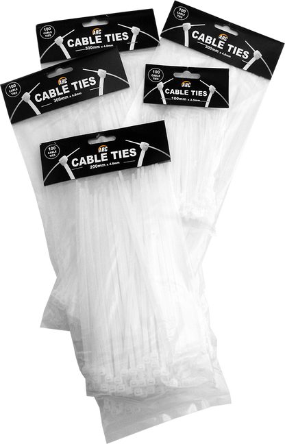 Arc Cable Ties Clear (100 Pack)