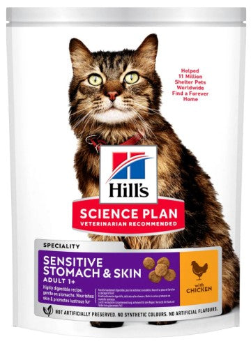 Hills Science Plan Adult Sensitive Stomach &amp; Skin Dry Cat Food Chicken Flavour - 1.5kg