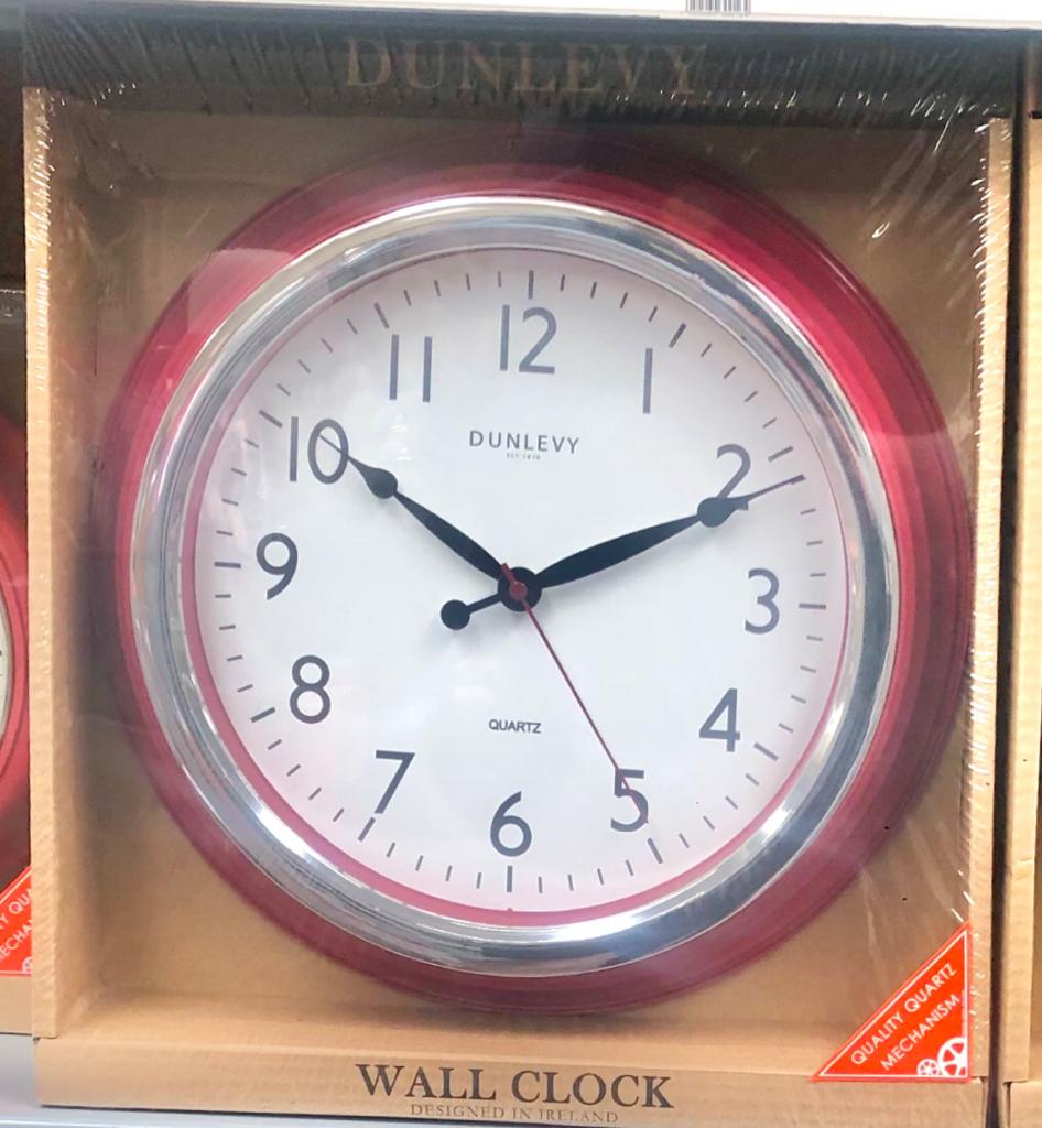 Dunlevy Red Classic Wall Clock 14&quot;