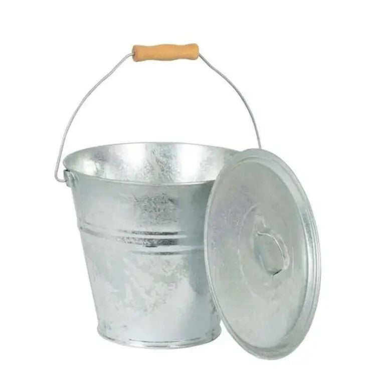 Galvanised Ash Bucket with Lid