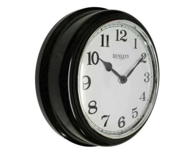 Dunlevy Black Deep Wall Clock 10&quot; Plastic