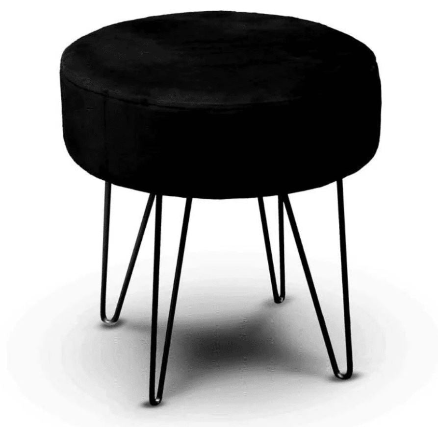 Velour Stool 35cm X 40cm Black