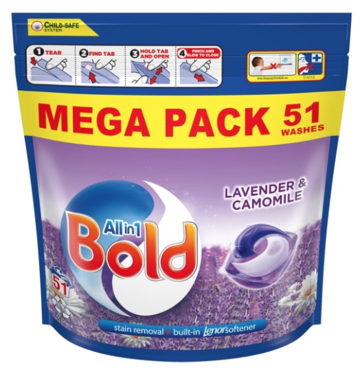 Bold All In 1 Laundry Pods - Lavender  &amp; Camomile - 51 Wash