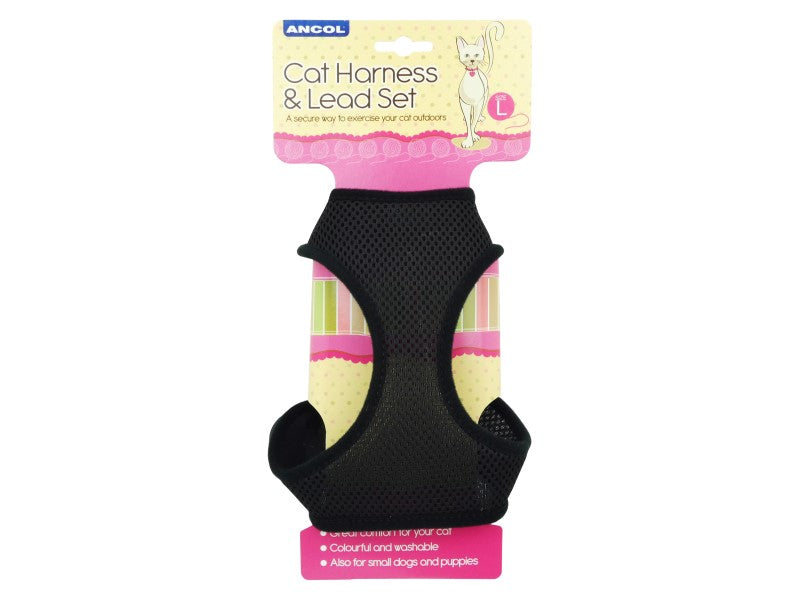 Cat Harness &amp; Lead Set - Black