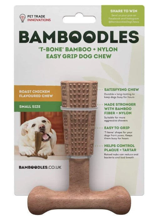 Bamboodles T-Bone Bamboo &amp; Nylon Chew Toy - Chicken