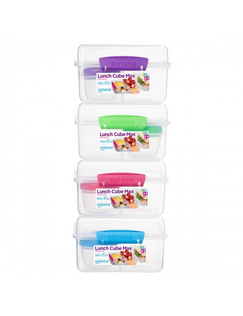 Sistema 2L Lunch Cube Max with Yoghurt Pot - Assorted Colours