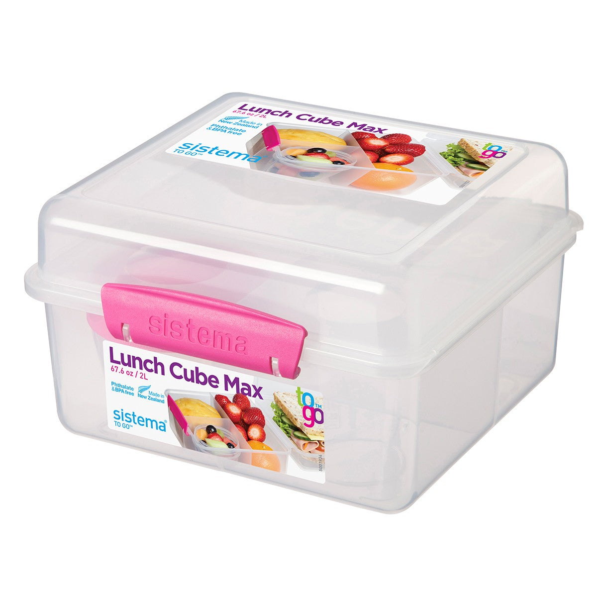 Sistema 2L Lunch Cube Max with Yoghurt Pot - Assorted Colours