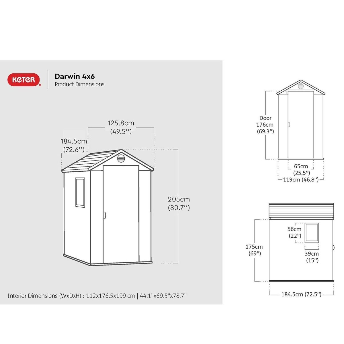 Darwin Wood Effect Garden Shed - 4x6ft