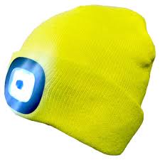 Thinsulate Beanie Hat &amp; Led Light Hv Yellow