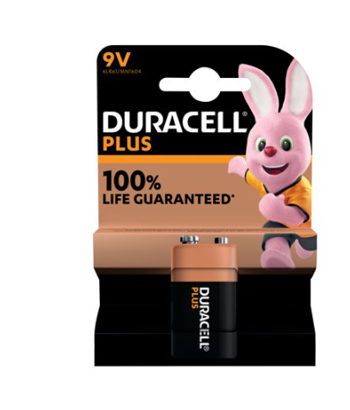 Duracell Plus + 100% Extra Life 9V 1 Pack