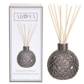 Aroma Grey Lustre Glass Reed Diffuser &amp; 50 Rattan Reeds