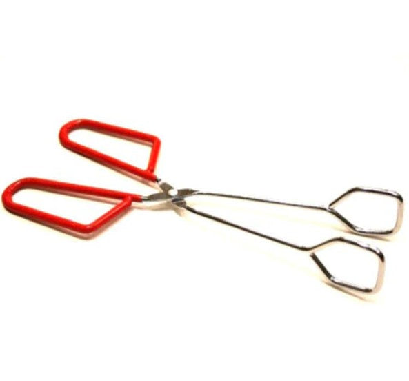 Steelex 10&quot; Chrome Food Tongs W/red Handle