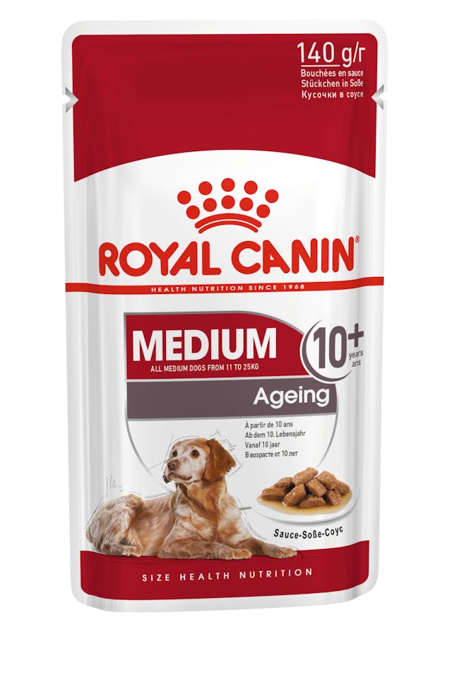 Royal Canin Medium Ageing 10+ Chunks In Gravy, 140g x 10 Pack