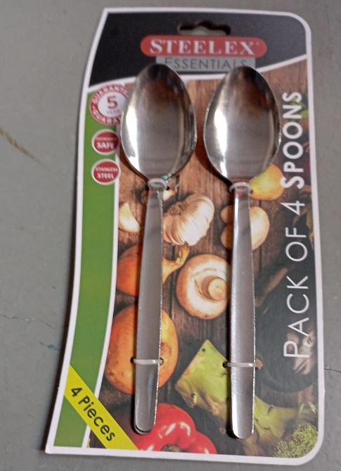 4 Carded Dessert Spoons Steelex Essentials