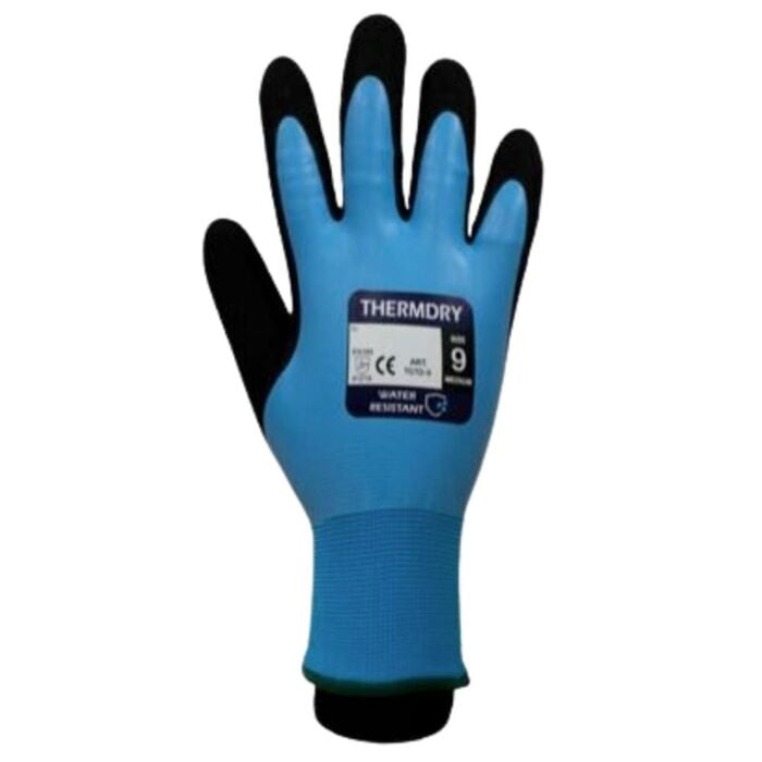 Thermdry W/Proof Glove Black/Blue- Large