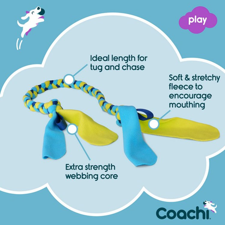 Coachi Tuggi Tug Dog Toy - Navy Lime &amp; Light Blue