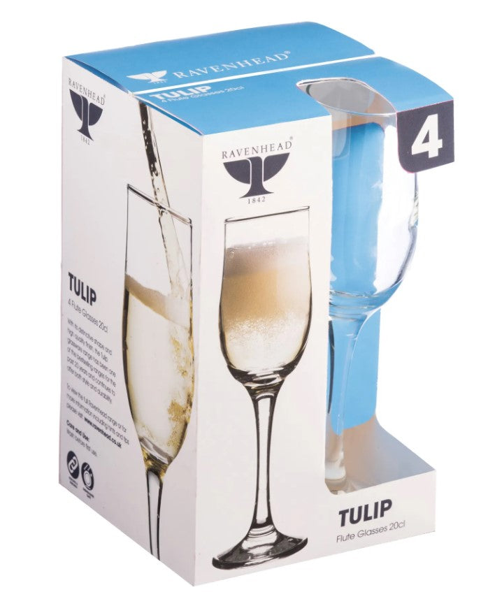 Ravenhead Tulip Box Of 4 20cl Flute Glasses