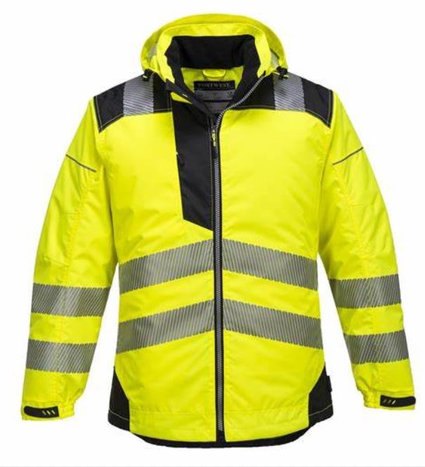 Portwest Vision Hi Vis Rain Jacket Yellow Black homeland ie