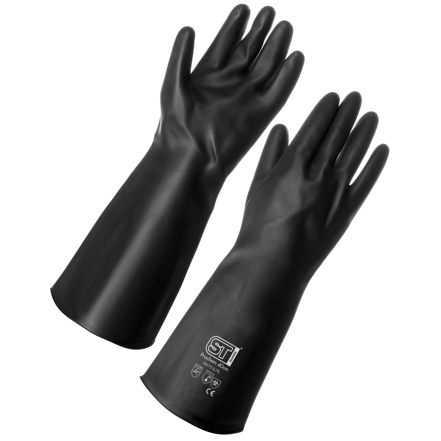 black rubber cleaning gloves